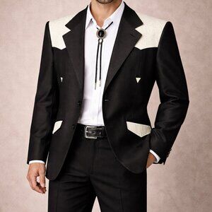 Vintage Deadstock Saxifon USA Western Blazer Men's 50R Faux Ostrich Embossed